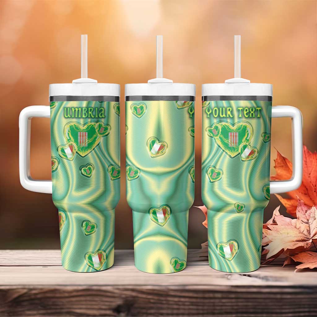 Personalized Italy Umbria Tumbler With Handle Flag Emerald Heart Candy