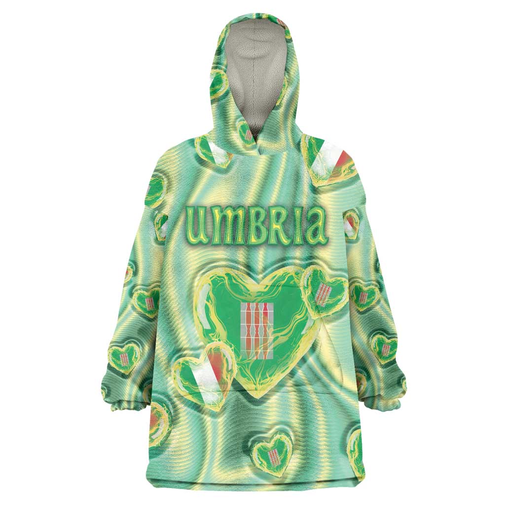 Personalized Italy Umbria Wearable Blanket Hoodie Flag Emerald Heart Candy