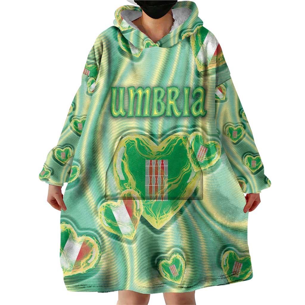 Personalized Italy Umbria Wearable Blanket Hoodie Flag Emerald Heart Candy
