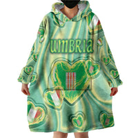 Personalized Italy Umbria Wearable Blanket Hoodie Flag Emerald Heart Candy