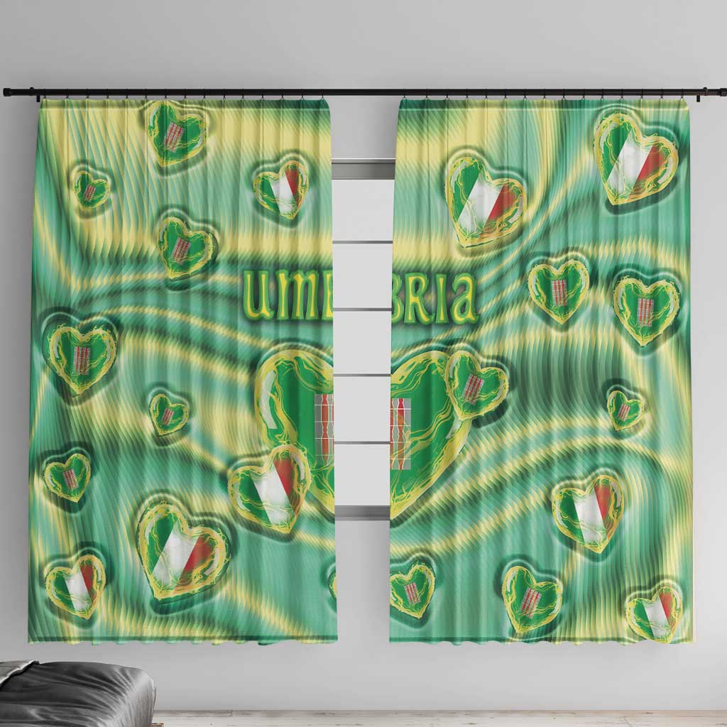 Italy Umbria Window Curtain Flag Emerald Heart Candy