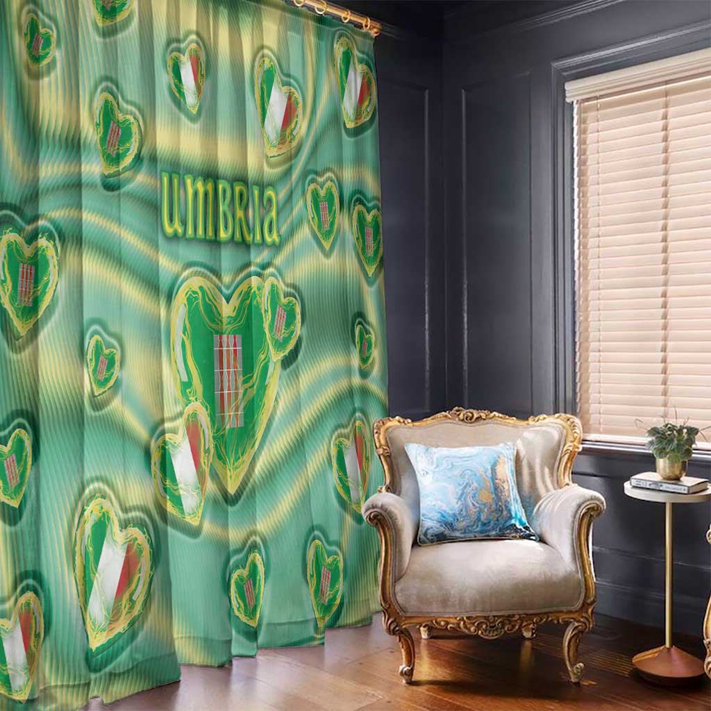 Italy Umbria Window Curtain Flag Emerald Heart Candy