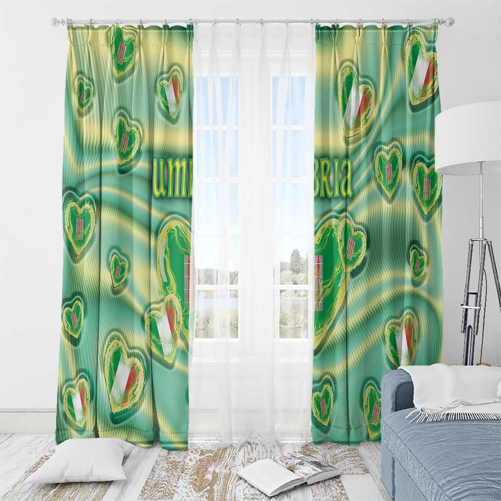 Italy Umbria Window Curtain Flag Emerald Heart Candy