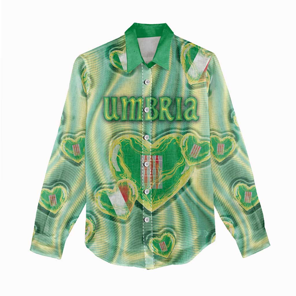 Personalized Italy Umbria Women Casual Shirt Flag Emerald Heart Candy