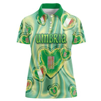 Personalized Italy Umbria Women Polo Shirt Flag Emerald Heart Candy