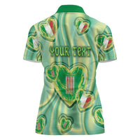 Personalized Italy Umbria Women Polo Shirt Flag Emerald Heart Candy