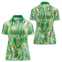 Personalized Italy Umbria Women Polo Shirt Flag Emerald Heart Candy