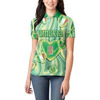 Personalized Italy Umbria Women Polo Shirt Flag Emerald Heart Candy