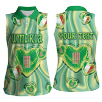Personalized Italy Umbria Women Sleeveless Polo Shirt Flag Emerald Heart Candy