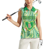 Personalized Italy Umbria Women Sleeveless Polo Shirt Flag Emerald Heart Candy