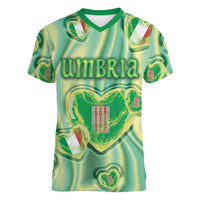 Personalized Italy Umbria Women V-Neck T-Shirt Flag Emerald Heart Candy