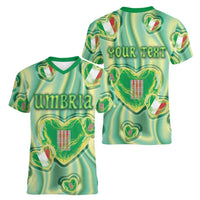 Personalized Italy Umbria Women V-Neck T-Shirt Flag Emerald Heart Candy