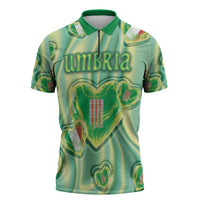 Personalized Italy Umbria Zipper Polo Shirt Flag Emerald Heart Candy