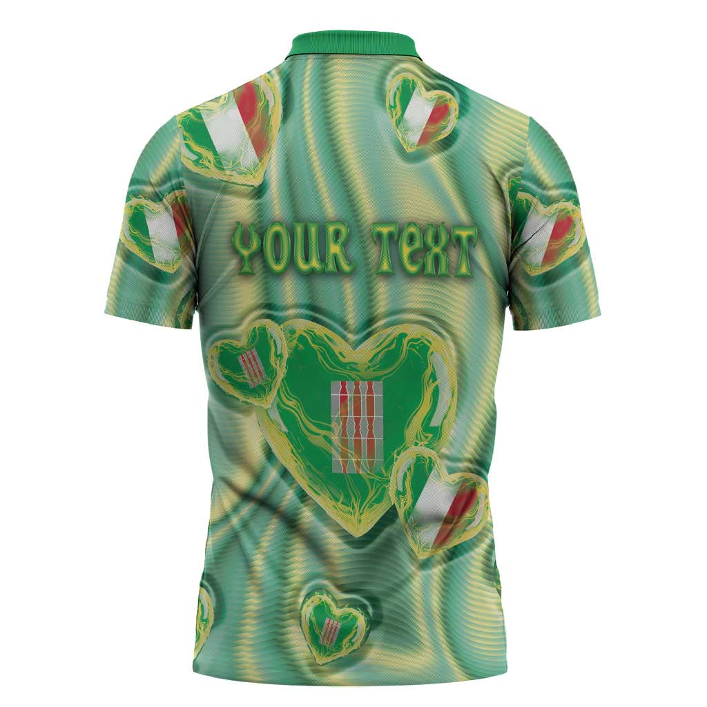 Personalized Italy Umbria Zipper Polo Shirt Flag Emerald Heart Candy