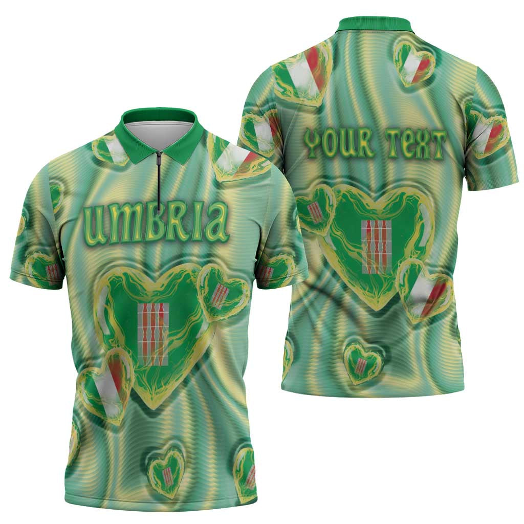 Personalized Italy Umbria Zipper Polo Shirt Flag Emerald Heart Candy