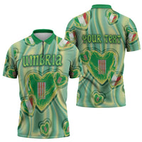 Personalized Italy Umbria Zipper Polo Shirt Flag Emerald Heart Candy