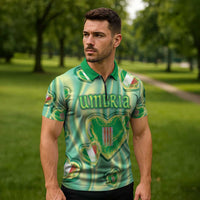 Personalized Italy Umbria Zipper Polo Shirt Flag Emerald Heart Candy