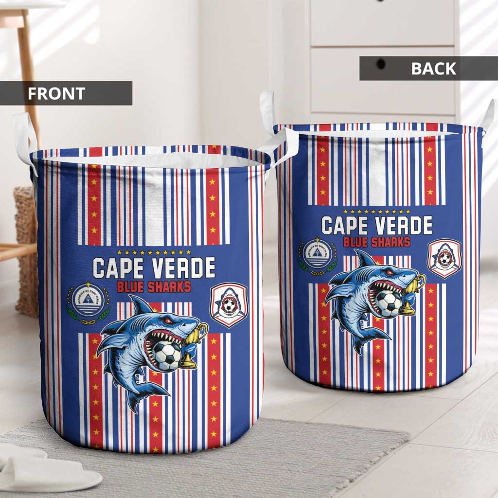 Cape Verde Football Laundry Basket Monster Blue Shark Striped Style
