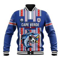 Custom Cape Verde Football Baseball Jacket Monster Blue Shark Striped Style