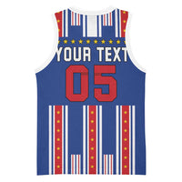 Custom Cape Verde Football Basketball Jersey Monster Blue Shark Striped Style