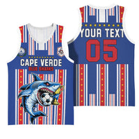 Custom Cape Verde Football Basketball Jersey Monster Blue Shark Striped Style