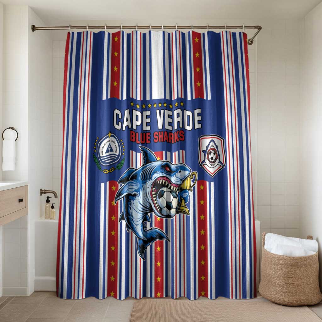 Cape Verde Football Bathroom Set Monster Blue Shark Striped Style