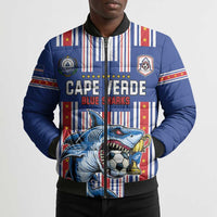 Custom Cape Verde Football Bomber Puffer Jacket Monster Blue Shark Striped Style