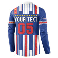 Custom Cape Verde Football Button Sweatshirt Monster Blue Shark Striped Style