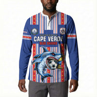 Custom Cape Verde Football Button Sweatshirt Monster Blue Shark Striped Style