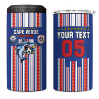 Custom Cape Verde Football 4 in 1 Can Cooler Tumbler Monster Blue Shark Striped Style