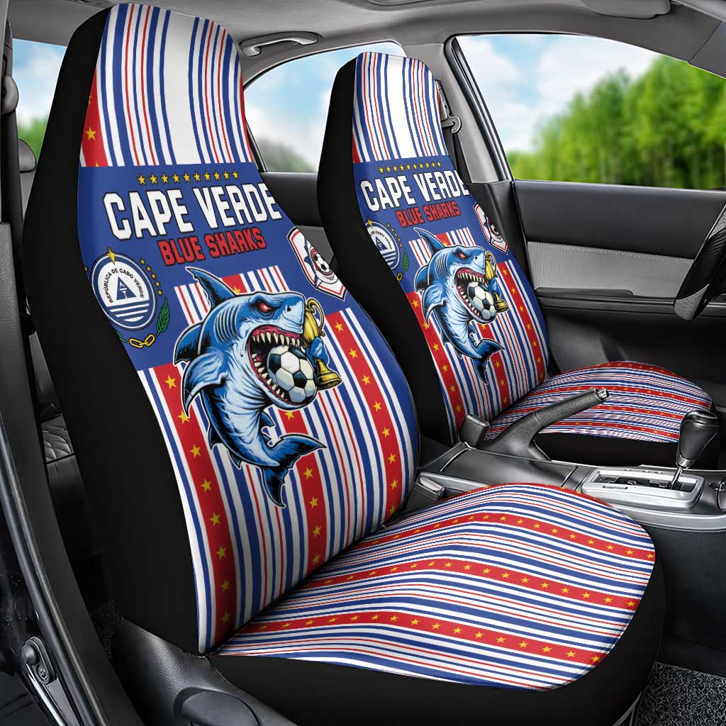 Cape Verde Football Car Seat Cover Monster Blue Shark Striped Style