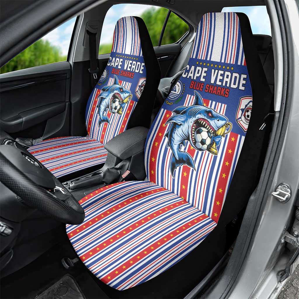 Cape Verde Football Car Seat Cover Monster Blue Shark Striped Style
