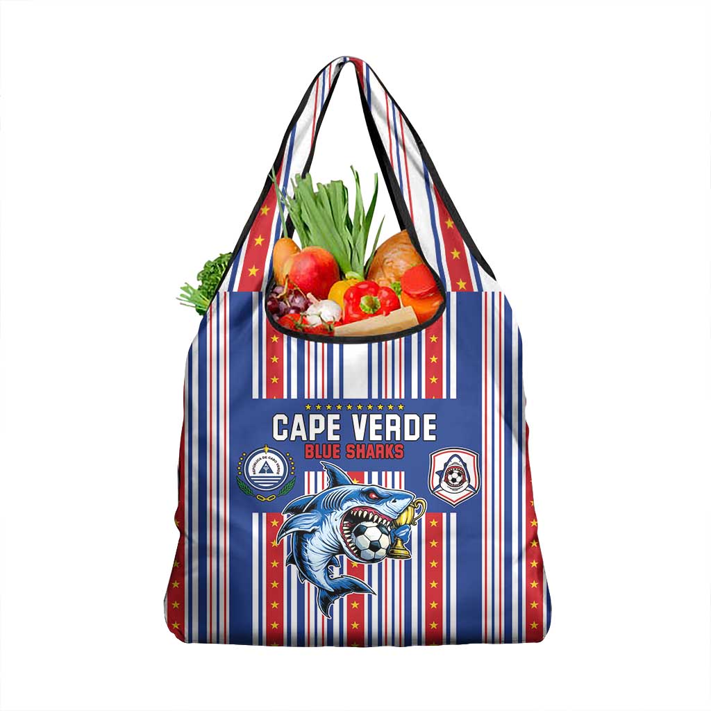 Cape Verde Football Grocery Bag Monster Blue Shark Striped Style