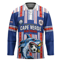 Custom Cape Verde Football Hockey Jersey Monster Blue Shark Striped Style