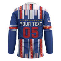 Custom Cape Verde Football Hockey Jersey Monster Blue Shark Striped Style