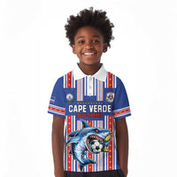 Custom Cape Verde Football Kid Polo Shirt Monster Blue Shark Striped Style