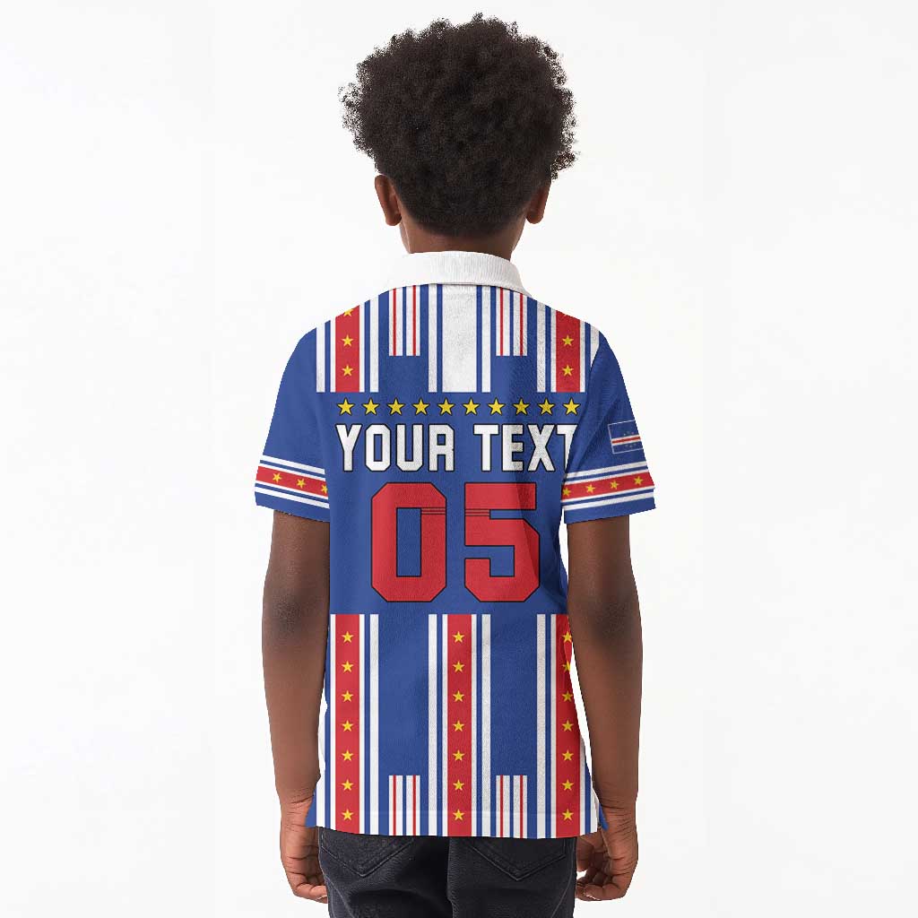Custom Cape Verde Football Kid Polo Shirt Monster Blue Shark Striped Style