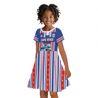 Custom Cape Verde Football Kid Short Sleeve Dress Monster Blue Shark Striped Style