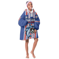 Custom Cape Verde Football Kid Wearable Blanket Hoodie Monster Blue Shark Striped Style