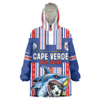 Custom Cape Verde Football Kid Wearable Blanket Hoodie Monster Blue Shark Striped Style