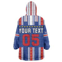 Custom Cape Verde Football Kid Wearable Blanket Hoodie Monster Blue Shark Striped Style
