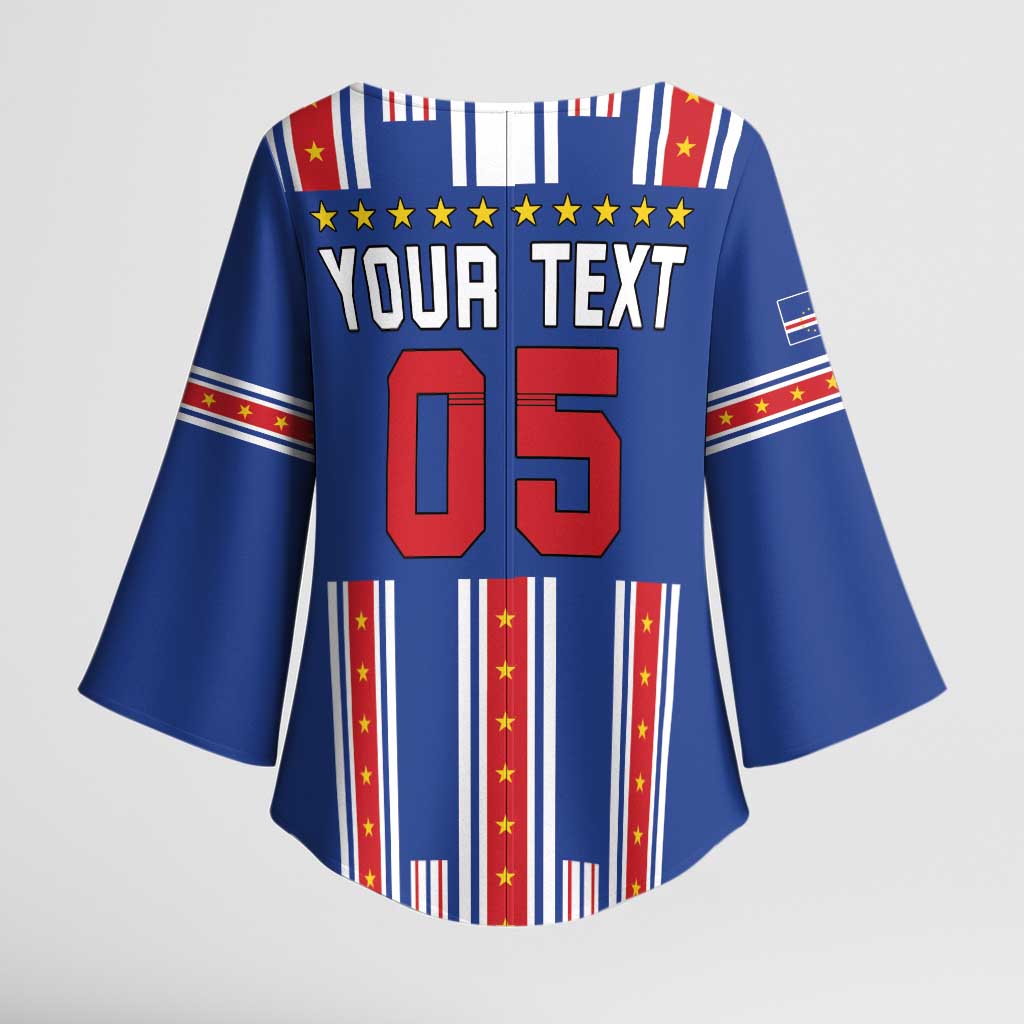 Custom Cape Verde Football Kimono Sleeve Blouse Monster Blue Shark Striped Style
