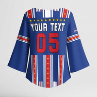 Custom Cape Verde Football Kimono Sleeve Blouse Monster Blue Shark Striped Style