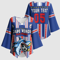Custom Cape Verde Football Kimono Sleeve Blouse Monster Blue Shark Striped Style