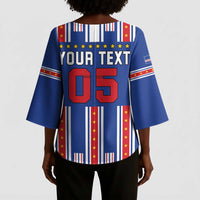 Custom Cape Verde Football Kimono Sleeve Blouse Monster Blue Shark Striped Style