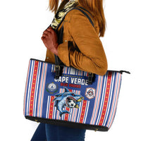 Cape Verde Football Leather Tote Bag Monster Blue Shark Striped Style