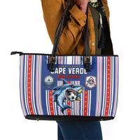 Cape Verde Football Leather Tote Bag Monster Blue Shark Striped Style