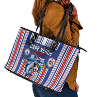 Cape Verde Football Leather Tote Bag Monster Blue Shark Striped Style