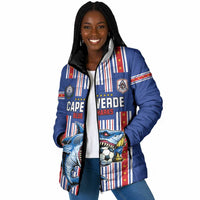 Custom Cape Verde Football Padded Jacket Monster Blue Shark Striped Style
