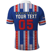 Custom Cape Verde Football Polo Shirt Monster Blue Shark Striped Style